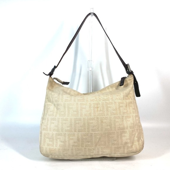 FENDI Cream Leather Zucca Shoulder Bag - Picture 2 of 16